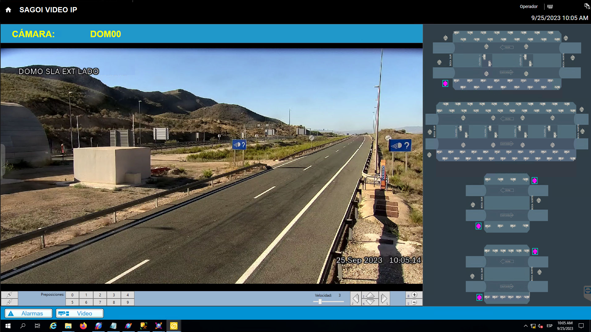 Imagen del SCADA SAGOI mostrando una ventana de visualización de vídeo